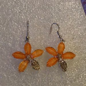 Orange beads earring